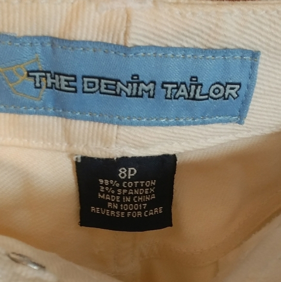 The Denim Tailor Boho Cream Capris Pants Size 8P Fabric Rhinestones Buckle - Picture 3 of 14